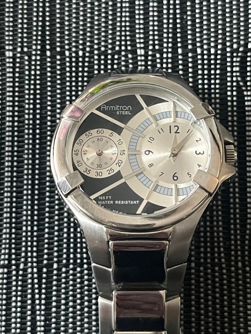 Armitron Steel Men's Silver and Black Two-Subdial Watch